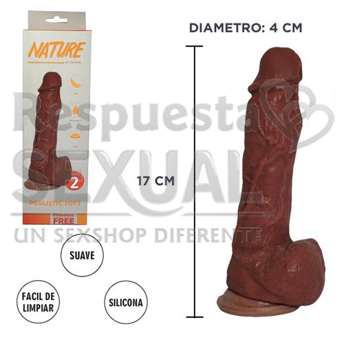 Dildo color oscuro Cyberskin con ventosa N°2