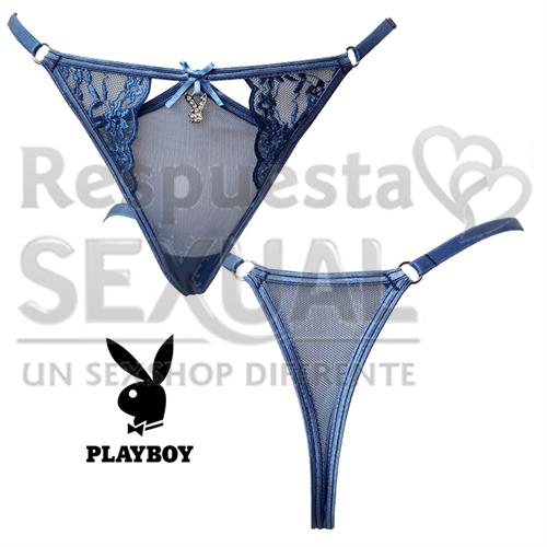 Colaless azul mood love string de tul y puntilla
