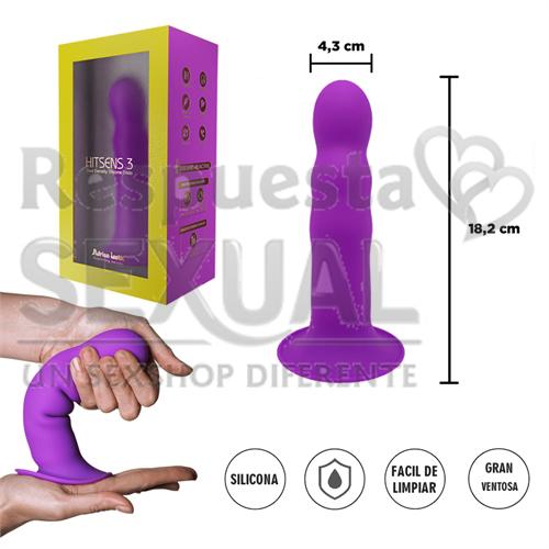 HITSENS 3 - Dildo de Silicona de Doble Densidad (Color Lila)