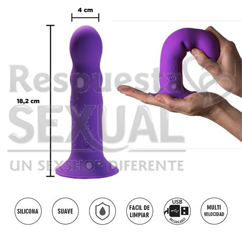 Dildo flexible violeta con sopapa y vibracion