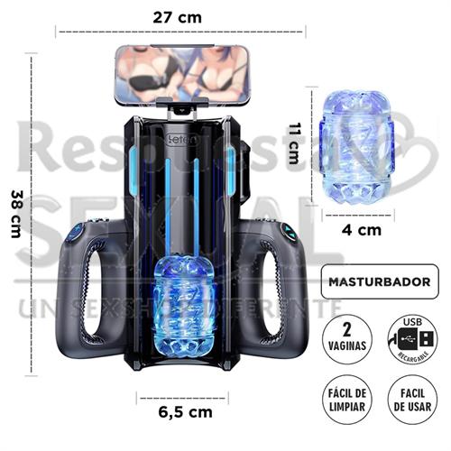 Masturbador Automático Telescópico Profesional - 2 Mangas de Silicona + 3 Velocidades