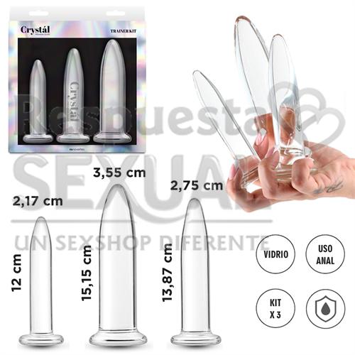 Kit 3 dilatadores anales de vidrio transparentes