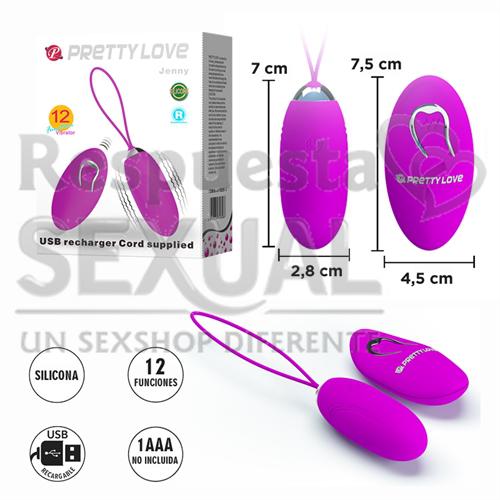 Bala vibradora Jenny con 12 modos de vibracion y carga USB Jenny