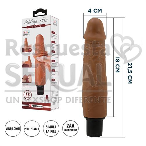 Vibrador color piel deslizante realista, vibraciones de varias velocidades y material TPR