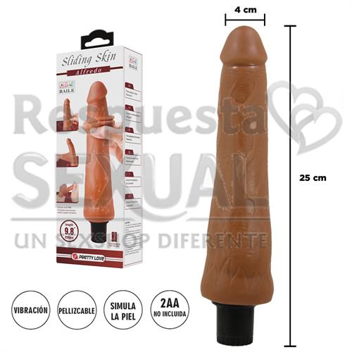 Vibrador color piel deslizante realista, vibraciones de varias velocidades y material TPR