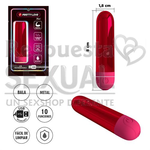 Pequeña bala Metálico con 10 Potentes Modos de Vibración