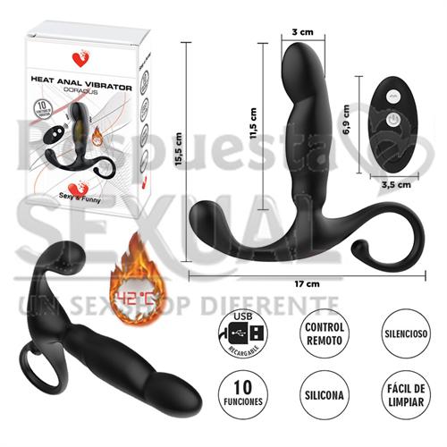 Estimulador prostatico con control remoto y fucion de calor