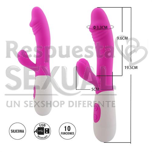 Capricornus : Vibrador con estimulador de clitoris con 10 funciones de vibracion
