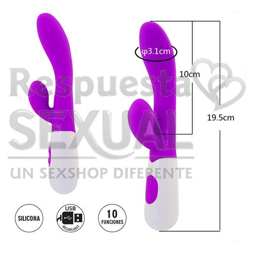 Leo : Vibrador de punto G con estimulador de clitoris con 10 funciones de vibracion