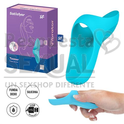 Teaser light blue Vibrador para dedo con carga UBS