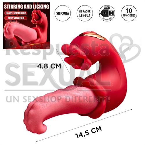 Vibrador doble con forma de lengua